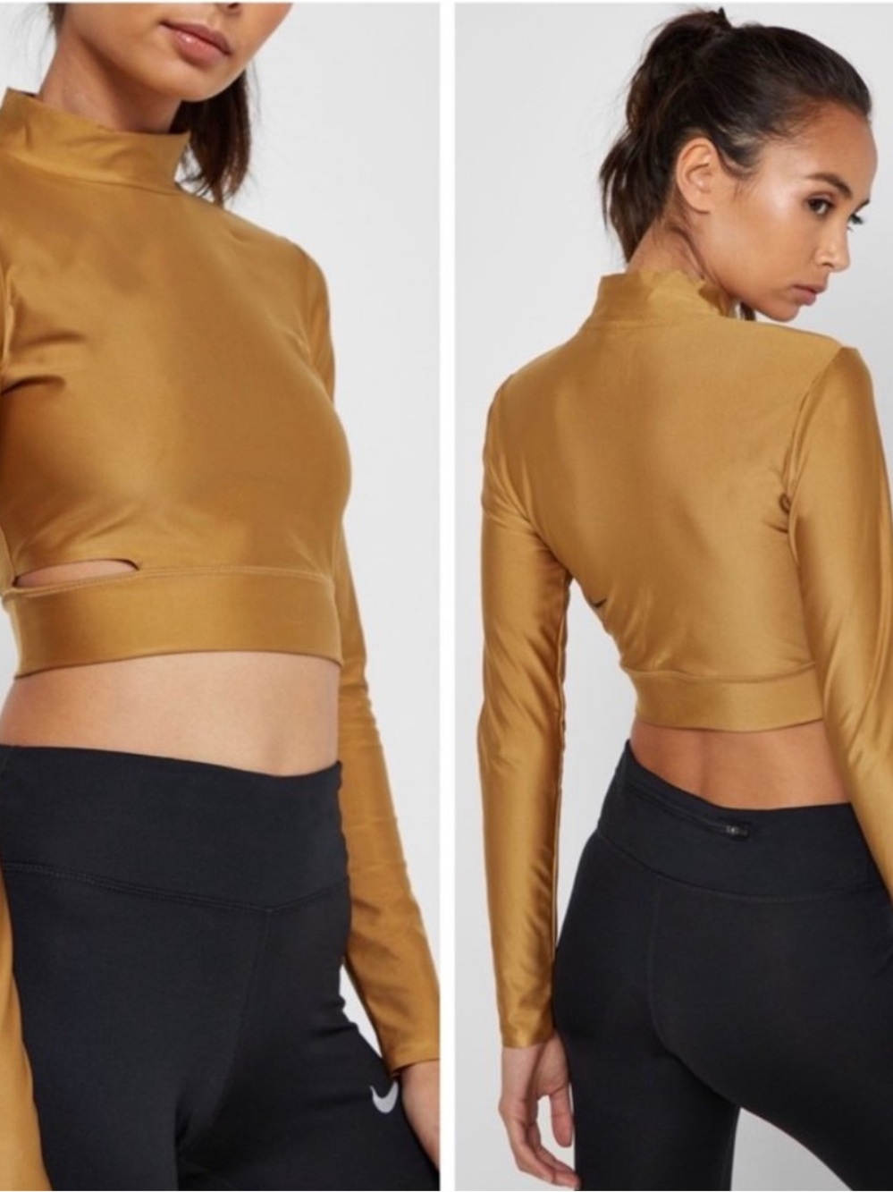 Women’s Nike Tech Pack Tight Fit Training Top Metallic Gold size XL
